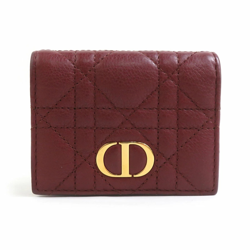 Christian Dior Tri fold Wallet Leather Bordeaux Purple